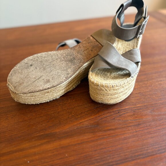 Celine Paris, Nude Platform Wedge Espadrille Sandals (size 8.5) - Picture 7 of 7